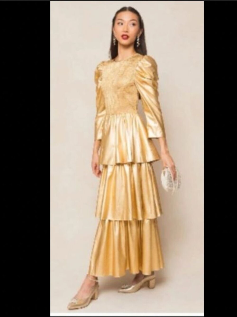 NWT Ivy City Co Circe Dress in Metallic Shimmery Gold